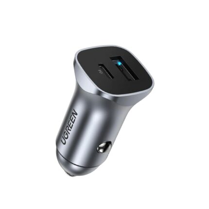 UGREEN 24W USB-A + Type-C Dual Port Car Charger Aluminum Alloy CD130 30780